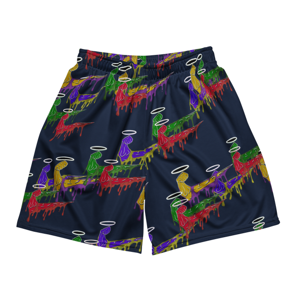 what the? (navy) mesh shorts